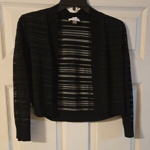Calvin Klein Black Sheer Striped Cardigan